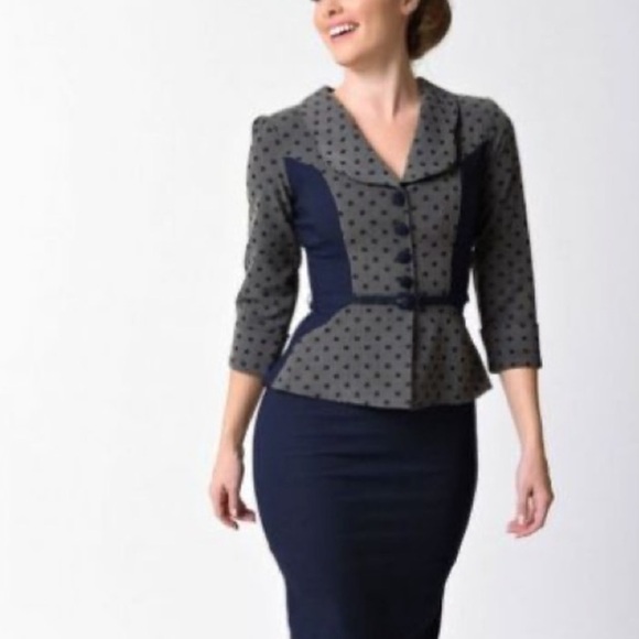 Stop Staring Dresses & Skirts - Stop Staring polka dot pinup vintage midi stretchy peplum dress